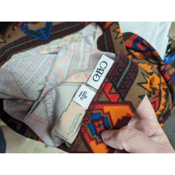 Catos Size XL Skirt Maxi Orange Brown Red Blue Aztec Design Soft - Picture 3 of 5